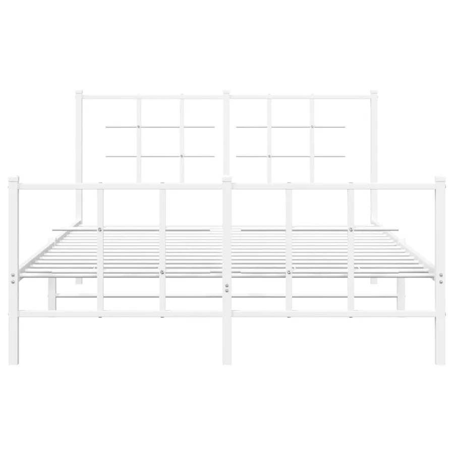 Cadre de lit métal sans matelas et pied de lit blanc 135x190 cm - 5