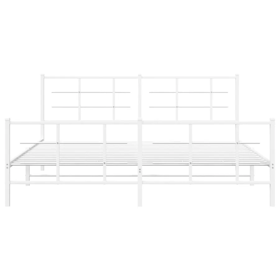 Cadre de lit métal sans matelas et pied de lit blanc 183x213 cm - 5