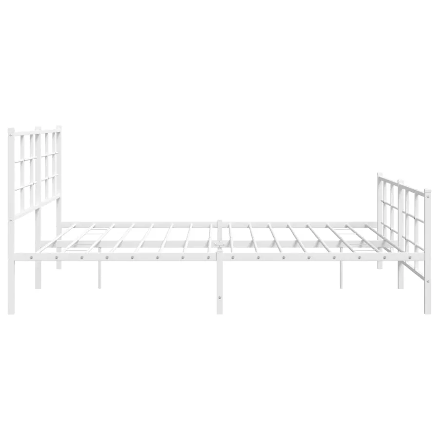 Cadre de lit métal sans matelas et pied de lit blanc 183x213 cm - 6