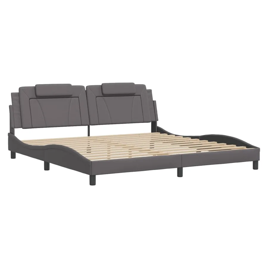Cadre de lit Viana avec LED sans matelas gris 200x200 cm - 3