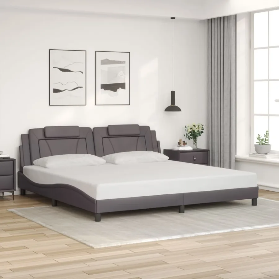 Cadre de lit Viana avec LED sans matelas gris 200x200 cm - 4
