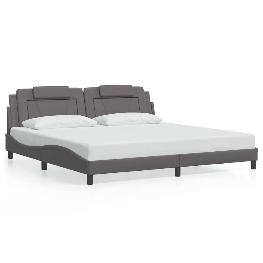 Cadre de lit Viana avec LED sans matelas gris 200x200 cm - 5