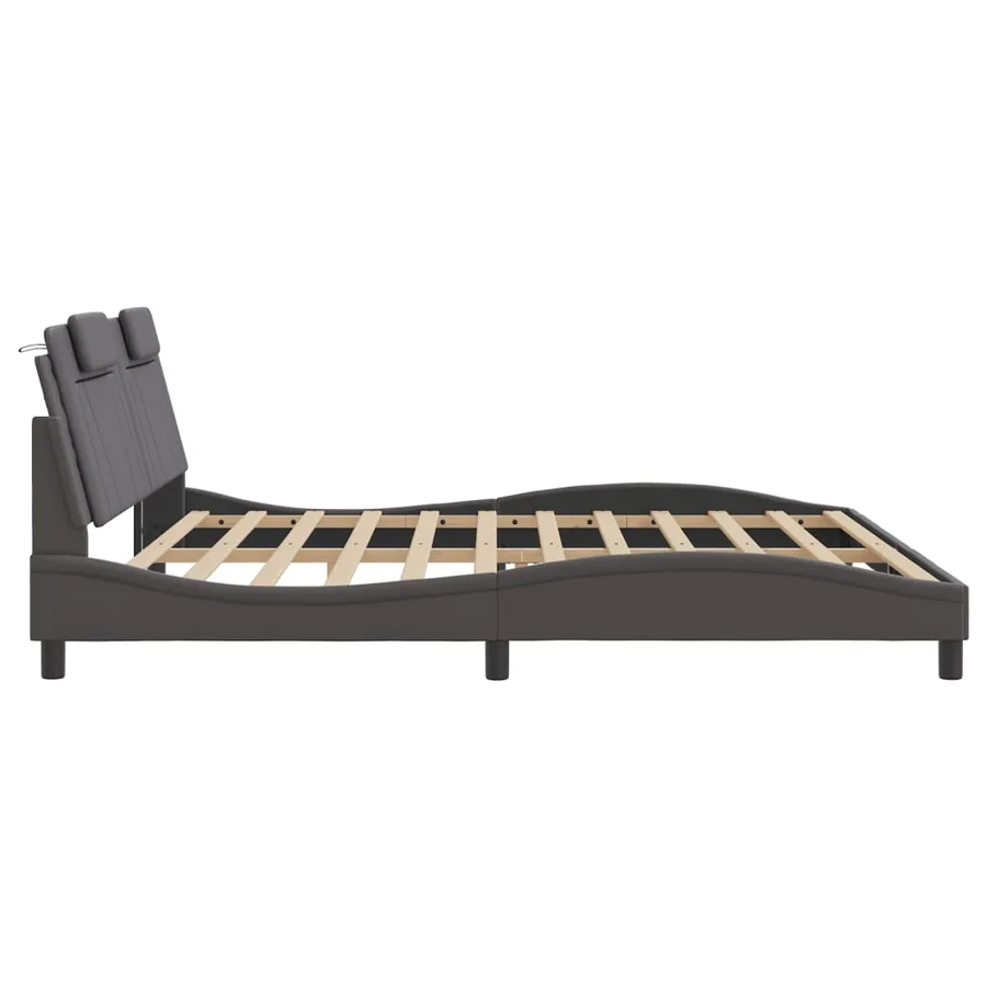 Cadre de lit Viana avec LED sans matelas gris 200x200 cm - 9