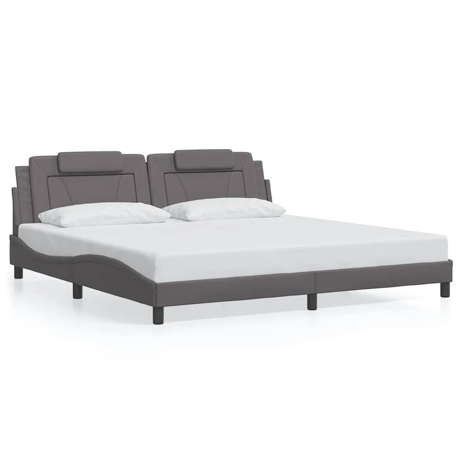 Cadre de lit Viana sans matelas gris 200x200 cm similicuir - 2