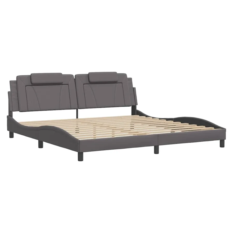 Cadre de lit Viana sans matelas gris 200x200 cm similicuir - 3