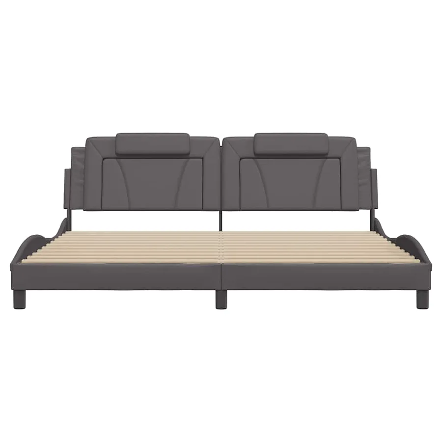 Cadre de lit Viana sans matelas gris 200x200 cm similicuir - 4