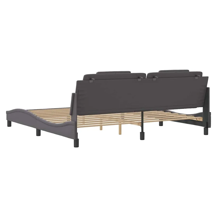 Cadre de lit Viana sans matelas gris 200x200 cm similicuir - 6