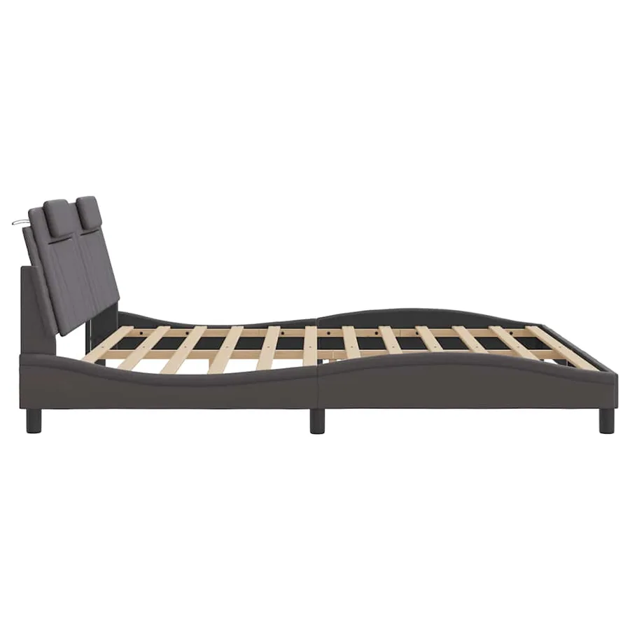 Cadre de lit Viana sans matelas gris 200x200 cm similicuir - 7