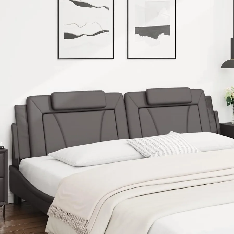 Coussin de tête de lit Viana gris 200 cm similicuir - 3