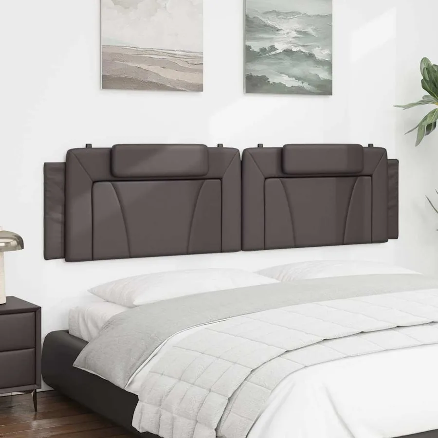 Coussin de tête de lit Viana gris 200 cm similicuir - 4
