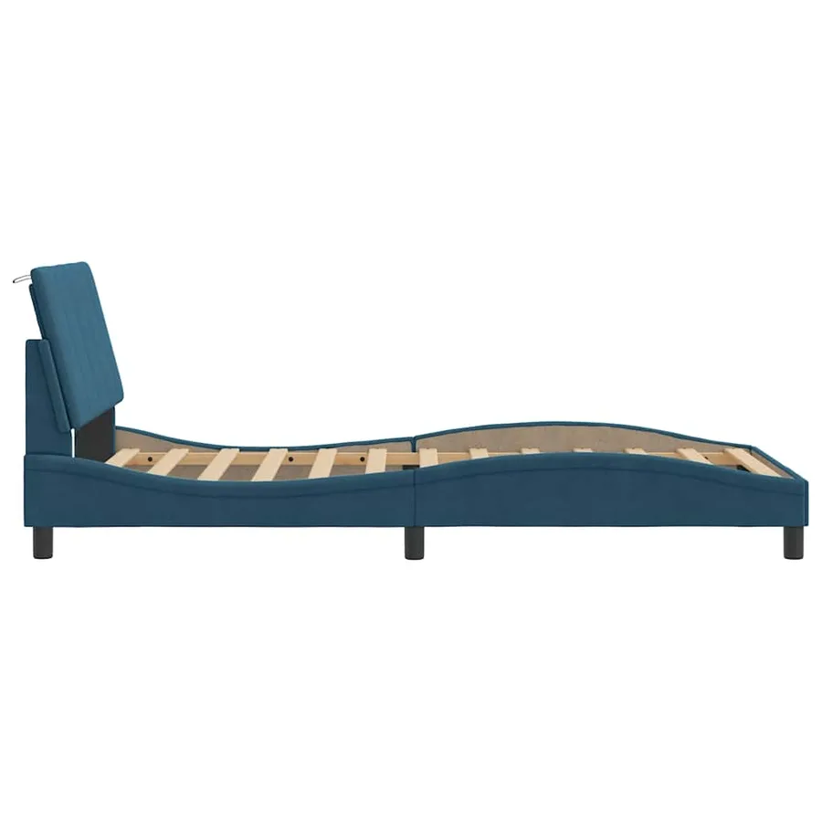 Cadre de lit avec LED sans matelas Hanko bleu 100x200 cm velours - 8