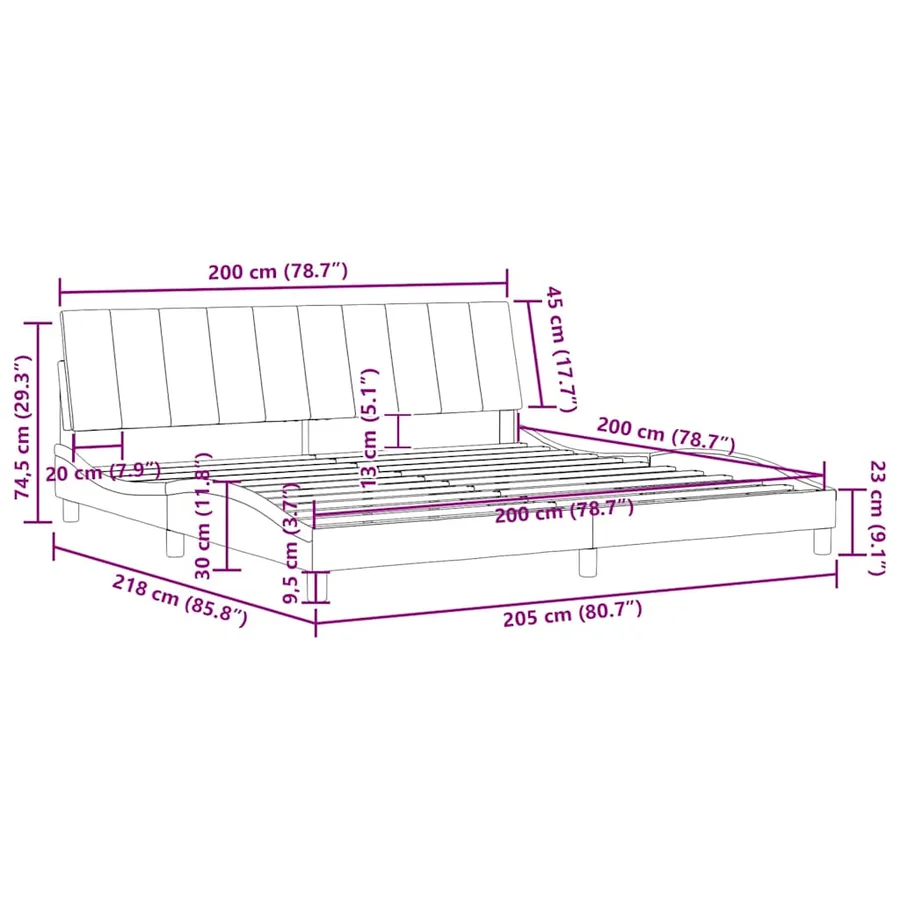 Cadre de lit sans matelas Hanko vert foncé 200x200 cm velours - 12