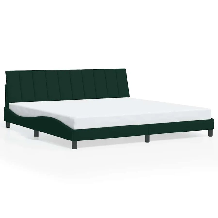 Cadre de lit sans matelas Hanko vert foncé 200x200 cm velours - 2