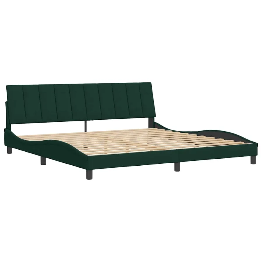 Cadre de lit sans matelas Hanko vert foncé 200x200 cm velours - 3
