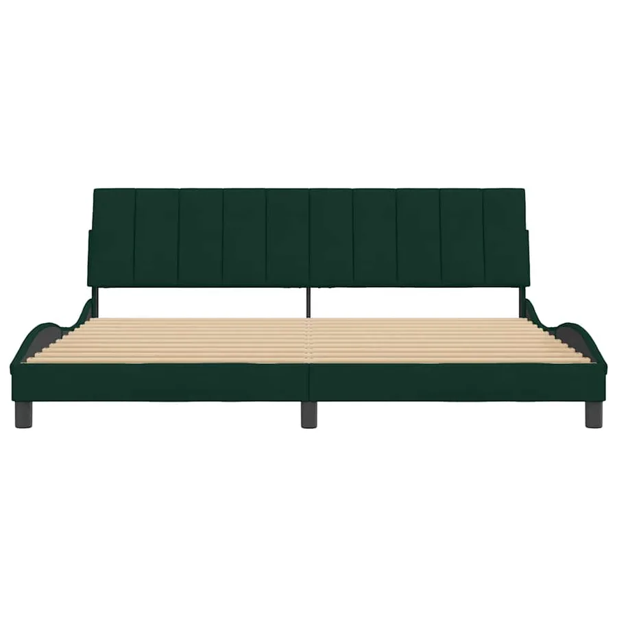 Cadre de lit sans matelas Hanko vert foncé 200x200 cm velours - 5