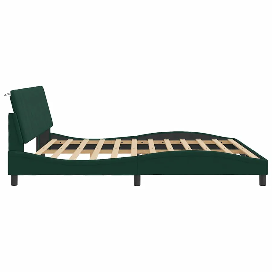 Cadre de lit sans matelas Hanko vert foncé 200x200 cm velours - 6