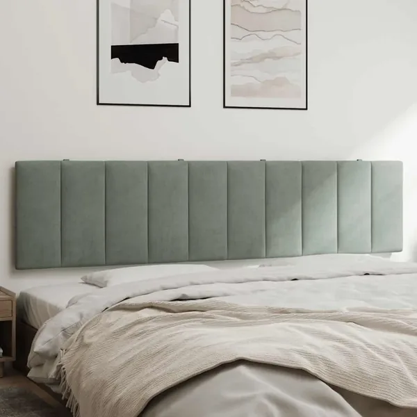 Coussin de tête de lit Hanko gris clair 200 cm velours