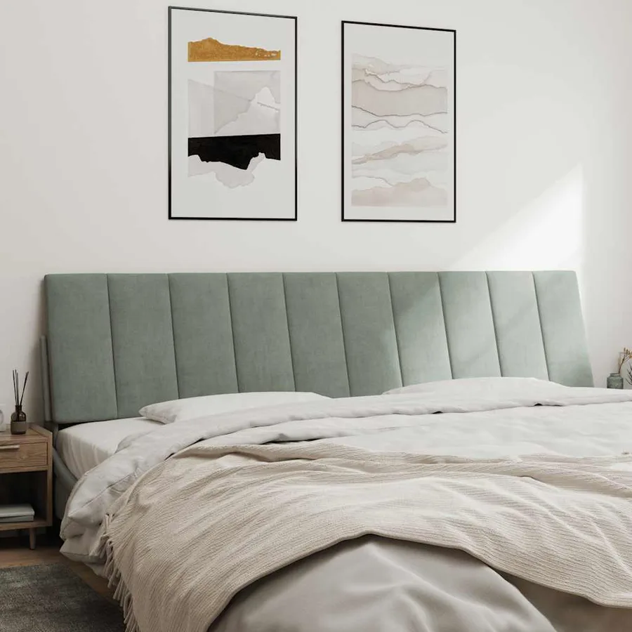 Coussin de tête de lit Hanko gris clair 200 cm velours - 3