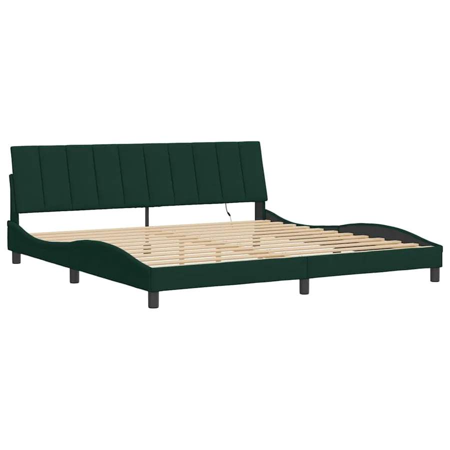 Cadre de lit avec LED sans matelas Hanko vert foncé 200x200 cm velours - 3