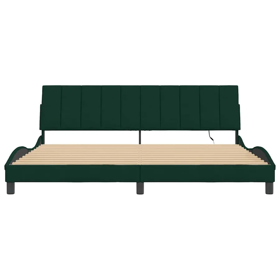 Cadre de lit avec LED sans matelas Hanko vert foncé 200x200 cm velours - 6