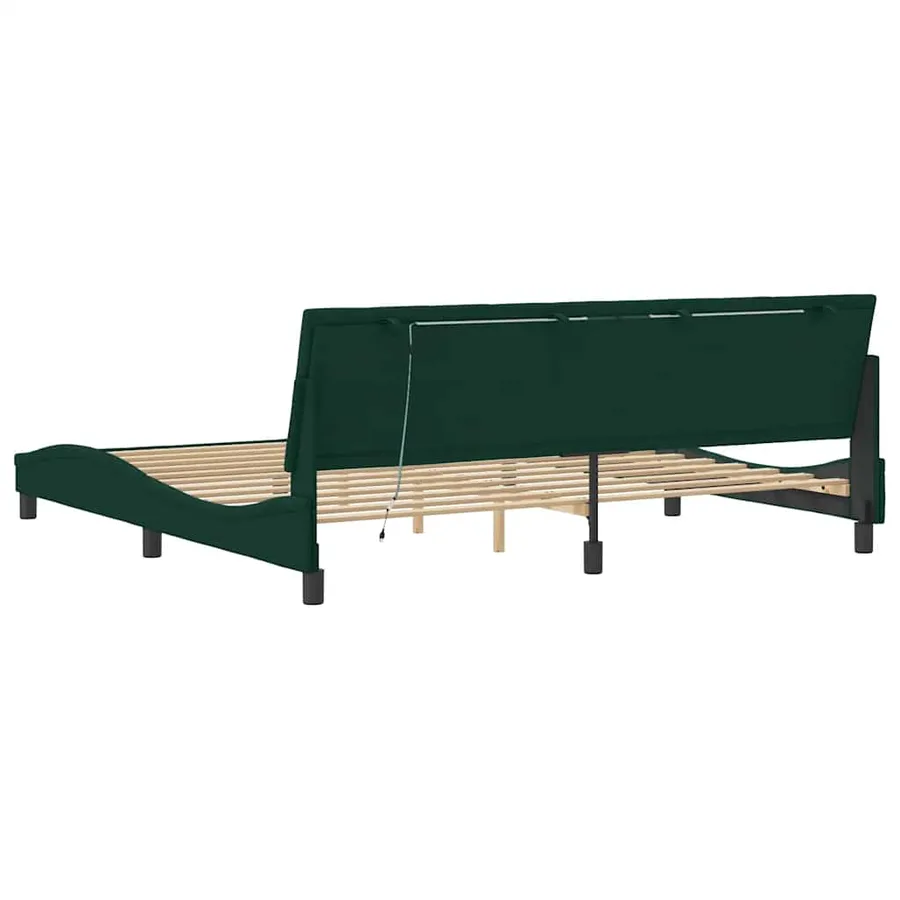 Cadre de lit avec LED sans matelas Hanko vert foncé 200x200 cm velours - 8