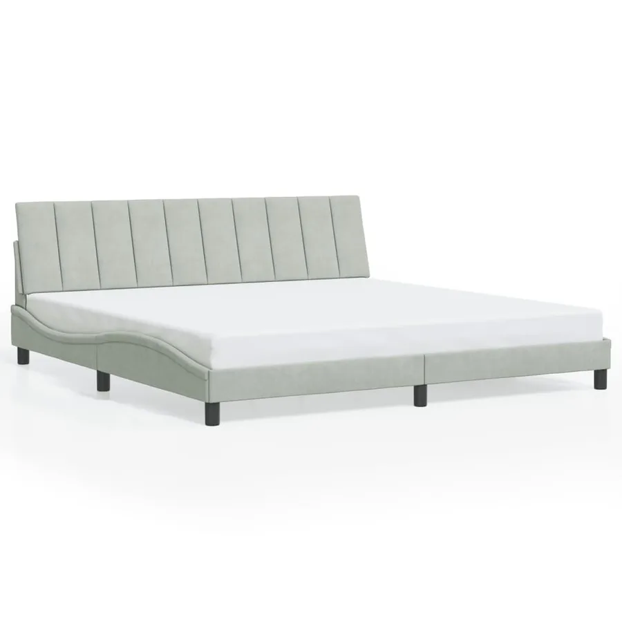Cadre de lit avec LED sans matelas Hanko gris clair 200x200 cm velours - 5