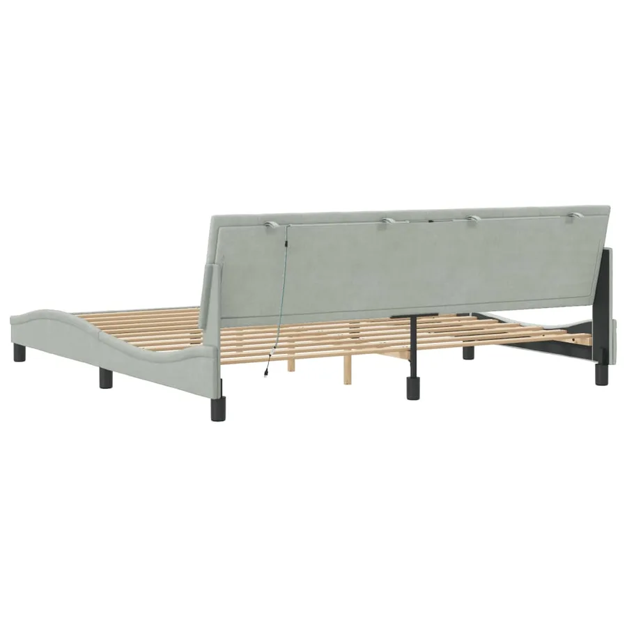 Cadre de lit avec LED sans matelas Hanko gris clair 200x200 cm velours - 8