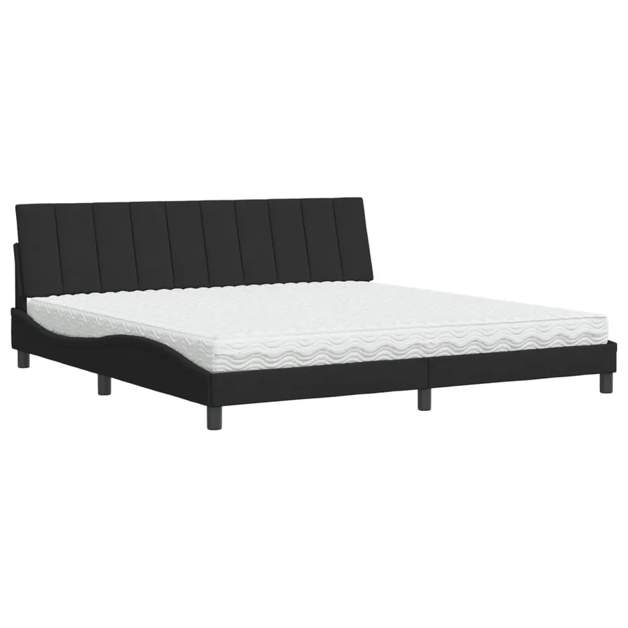 Lit avec matelas Hanko noir 200x200 cm velours - 2