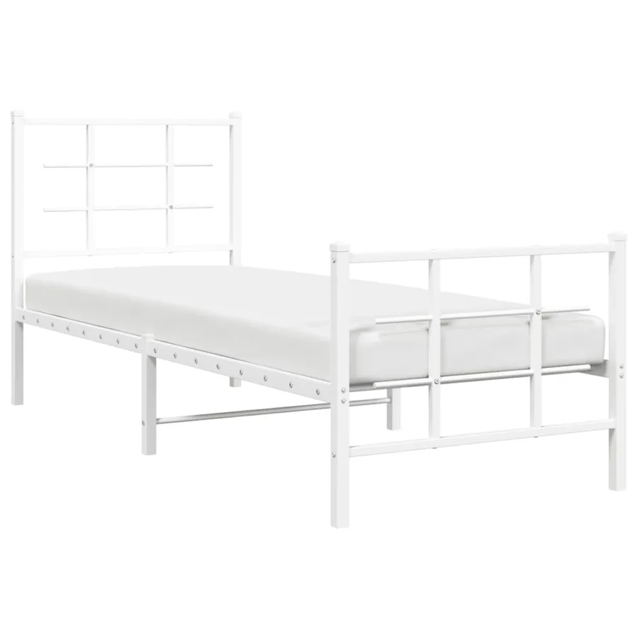 Cadre de lit métal sans matelas avec pied de lit blanc 80x200cm - 4