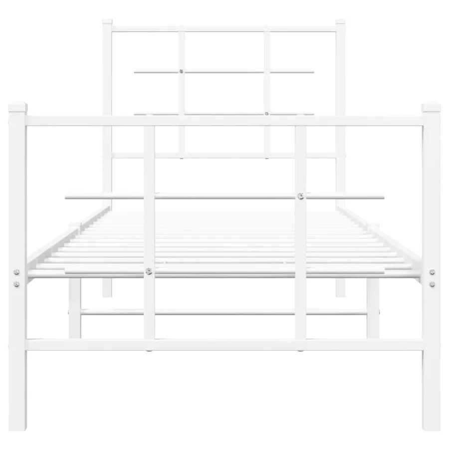 Cadre de lit métal sans matelas avec pied de lit blanc 80x200cm - 5