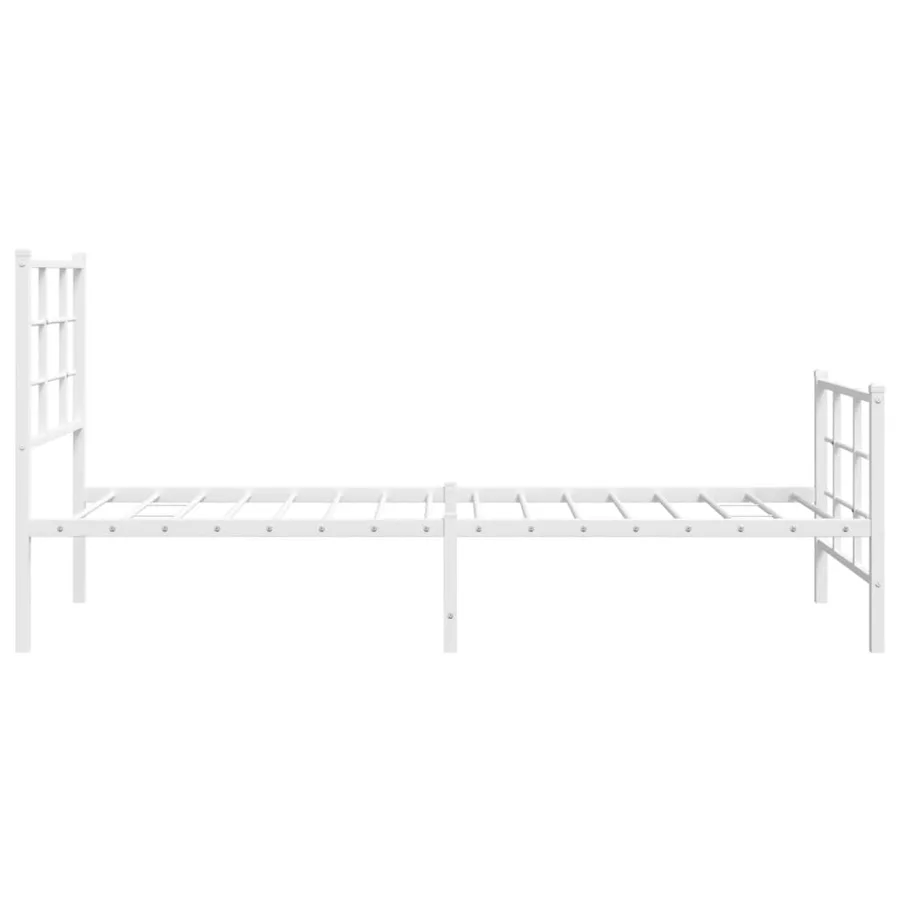Cadre de lit métal sans matelas avec pied de lit blanc 80x200cm - 6