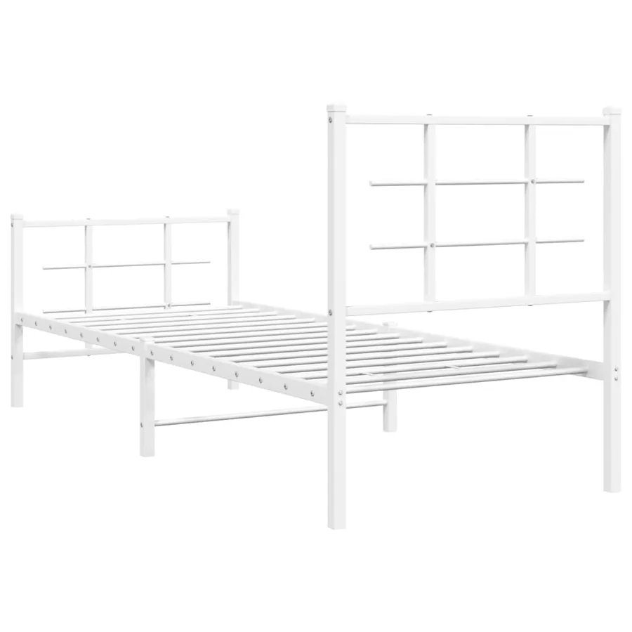 Cadre de lit métal sans matelas avec pied de lit blanc 80x200cm - 7