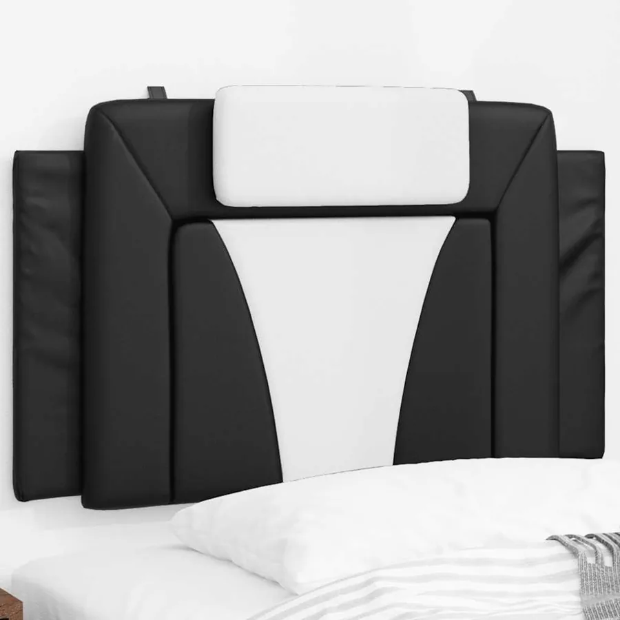 Coussin de tête de lit Viana noir et blanc 90 cm similicuir
