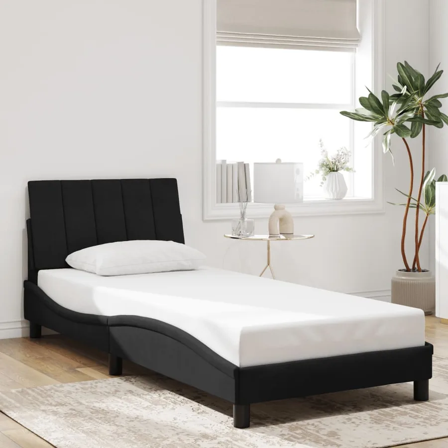 Cadre de lit avec LED sans matelas Hanko noir 90x200 cm velours - 4