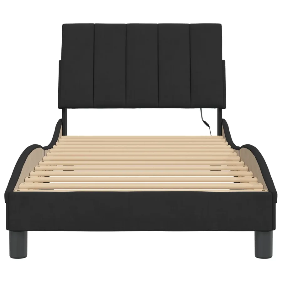 Cadre de lit avec LED sans matelas Hanko noir 90x200 cm velours - 6