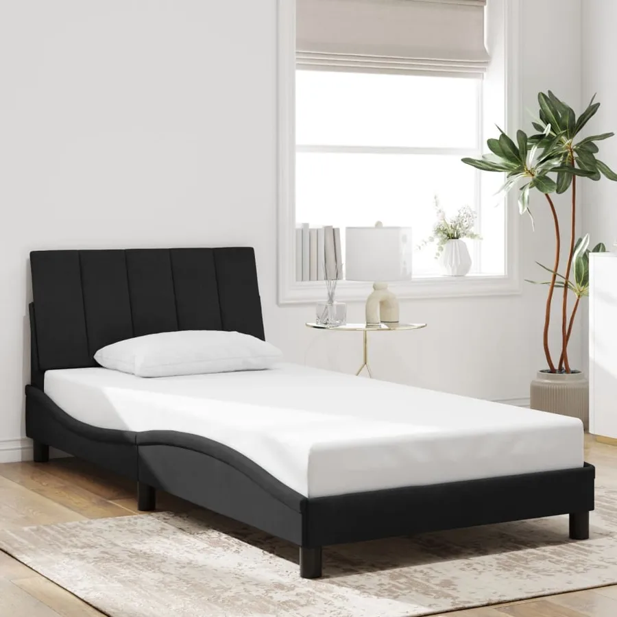 Cadre de lit avec LED sans matelas Hanko noir 100x200 cm velours - 4