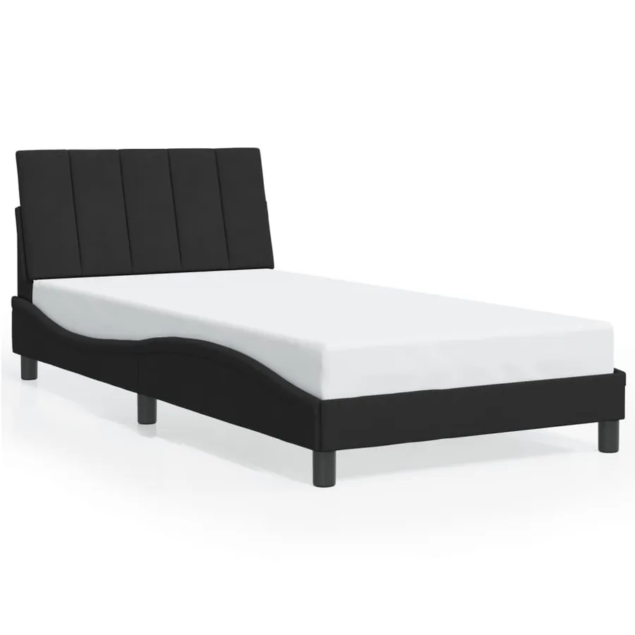 Cadre de lit avec LED sans matelas Hanko noir 100x200 cm velours - 5