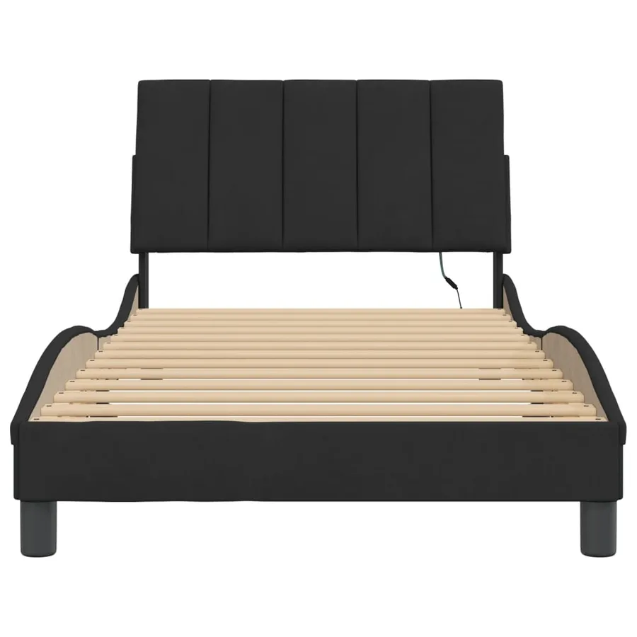 Cadre de lit avec LED sans matelas Hanko noir 100x200 cm velours - 6