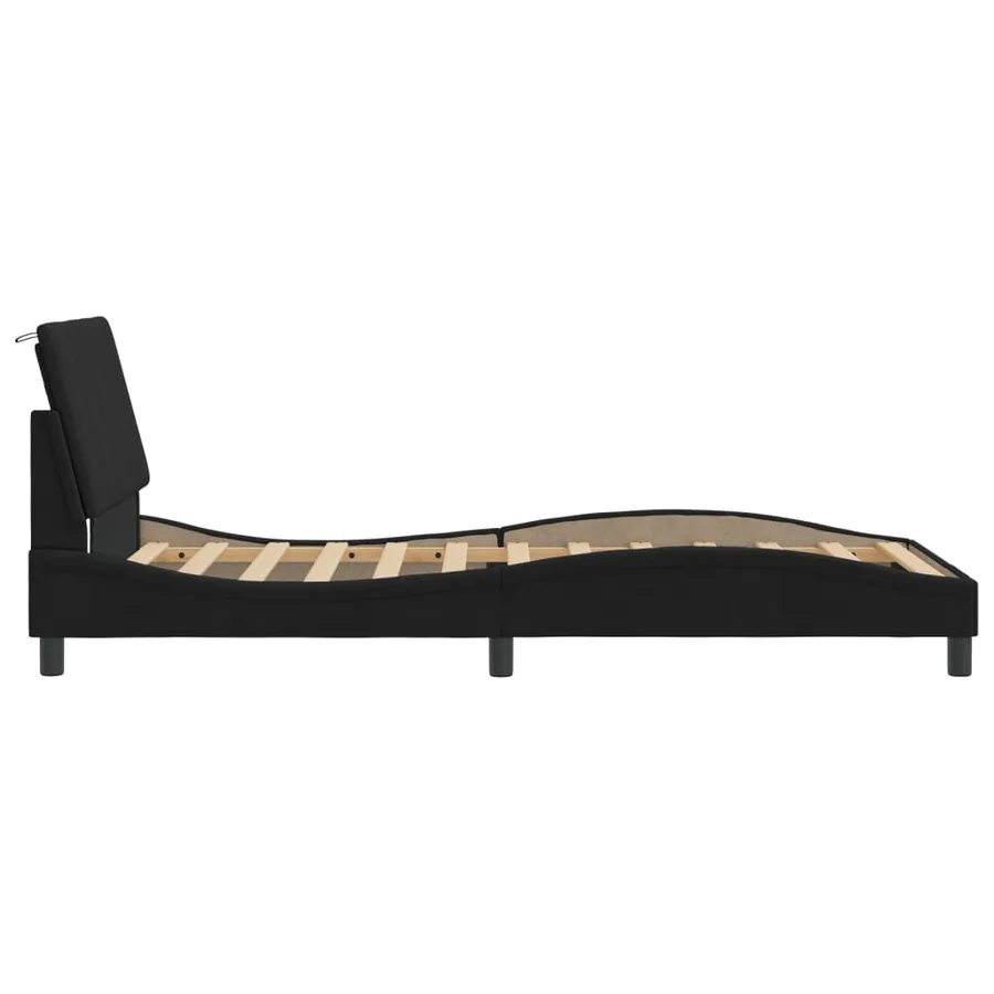 Cadre de lit avec LED sans matelas Hanko noir 100x200 cm velours - 7