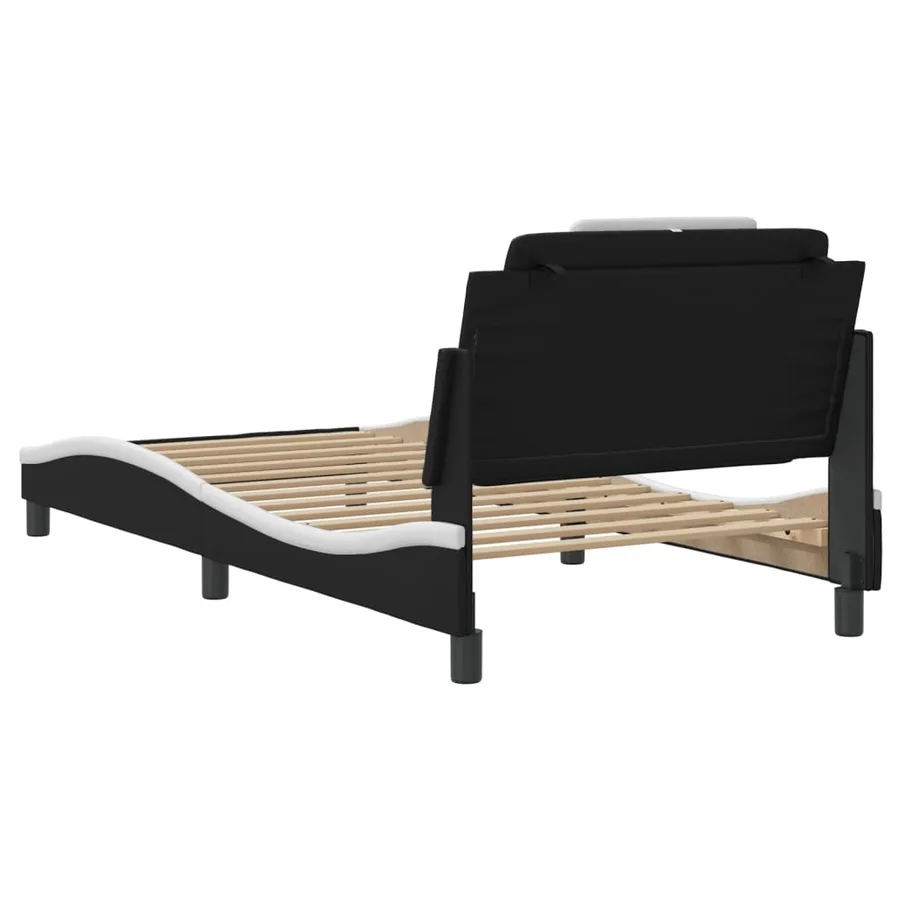 Cadre de lit Viana avec LED sans matelas noir et blanc 100x200 cm - 10