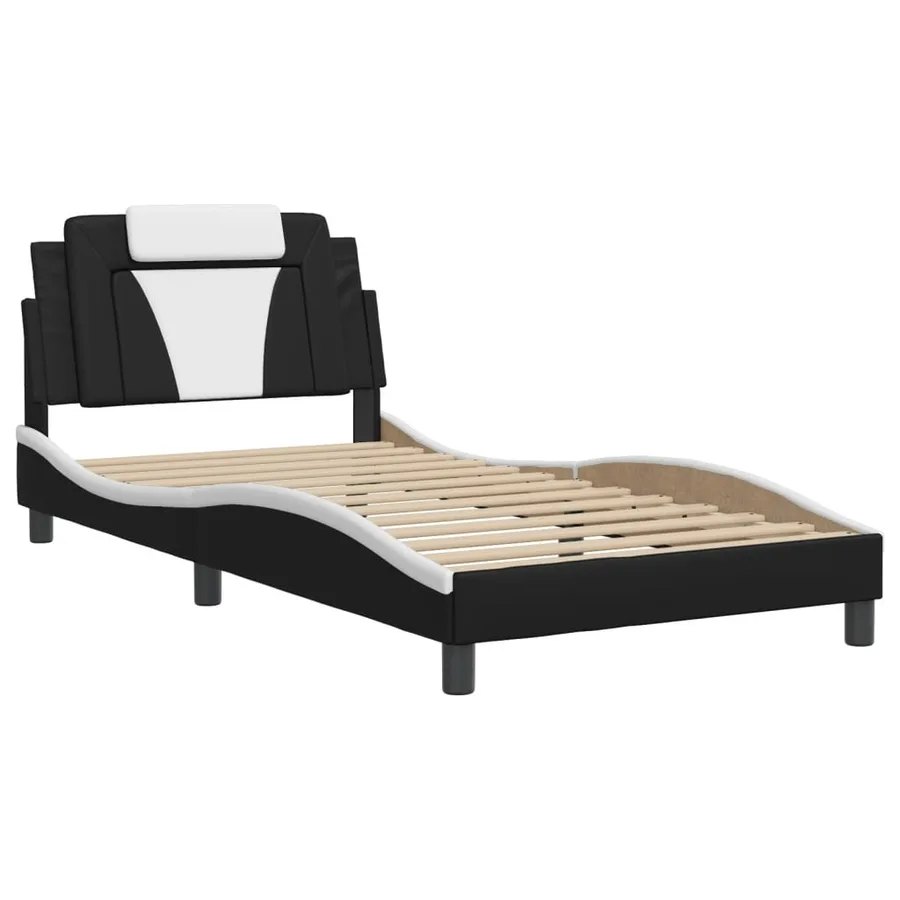 Cadre de lit Viana avec LED sans matelas noir et blanc 100x200 cm - 3