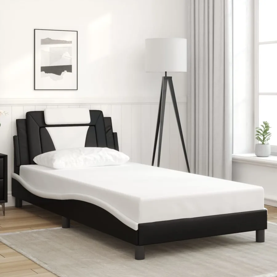 Cadre de lit Viana avec LED sans matelas noir et blanc 100x200 cm - 4