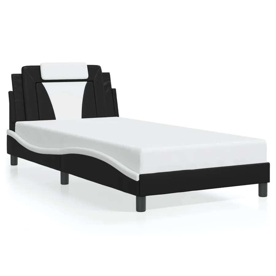 Cadre de lit Viana avec LED sans matelas noir et blanc 100x200 cm - 5