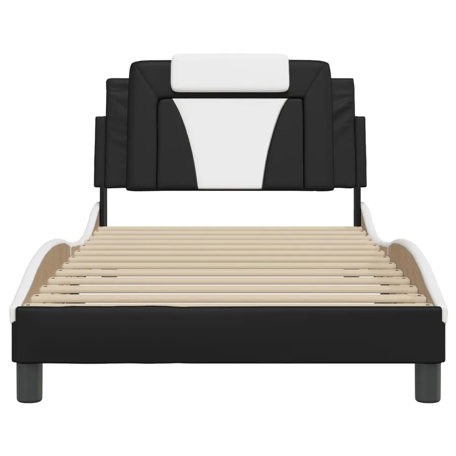 Cadre de lit Viana avec LED sans matelas noir et blanc 100x200 cm - 6