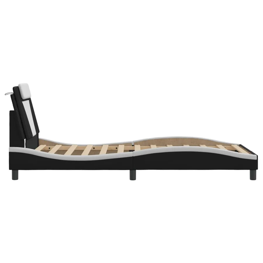 Cadre de lit Viana avec LED sans matelas noir et blanc 100x200 cm - 9