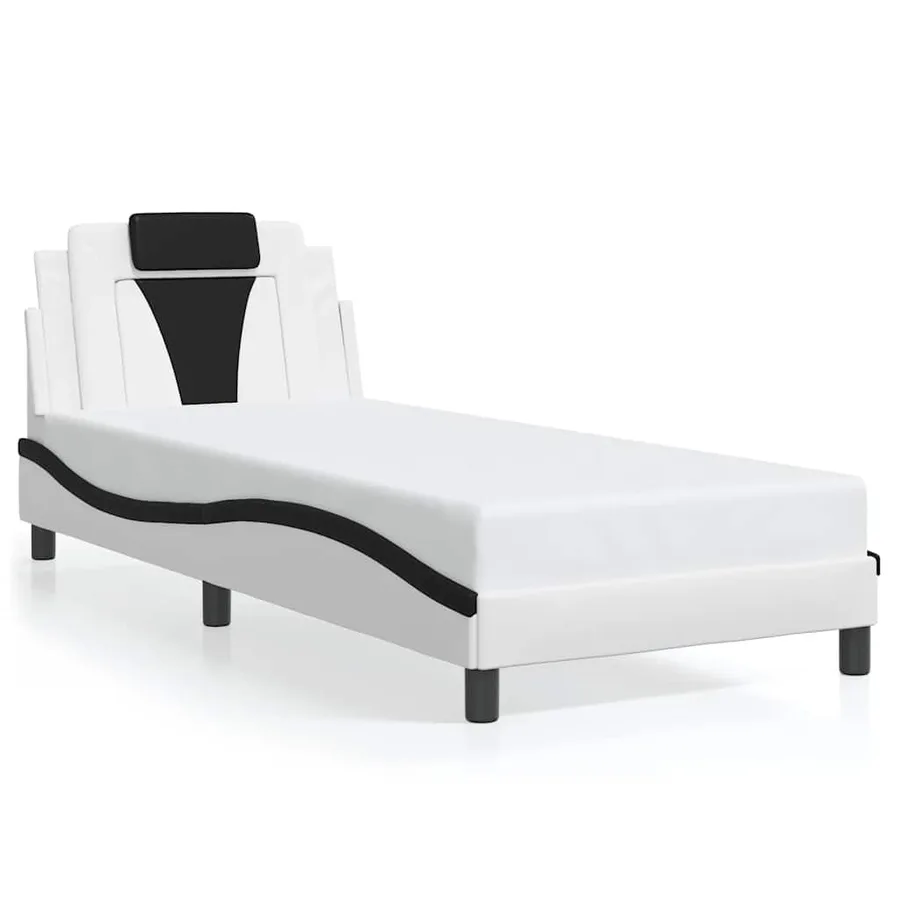 Cadre de lit Viana sans matelas blanc et noir 90x190 cm similicuir - 2