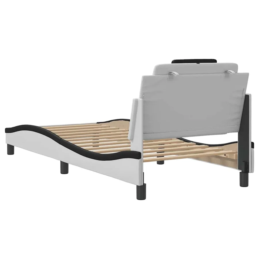 Cadre de lit Viana sans matelas blanc et noir 90x190 cm similicuir - 6