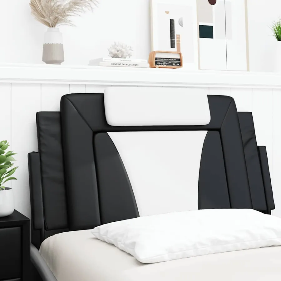Coussin de tête de lit Viana noir et blanc 100 cm similicuir - 3
