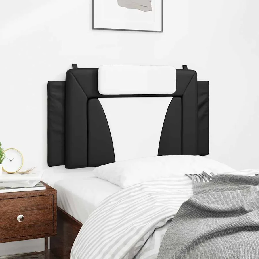 Coussin de tête de lit Viana noir et blanc 100 cm similicuir - 4