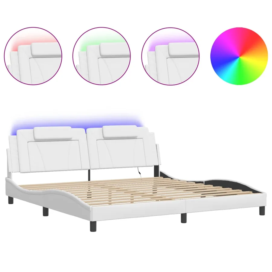 Cadre de lit Viana avec LED sans matelas blanc 200x200 cm - 2